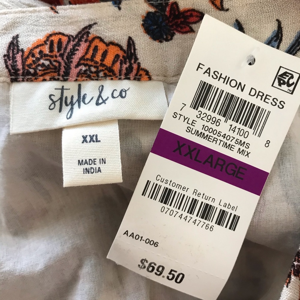 Style & Co Dress Sleeveless Floral V-Neck Ruffled - Picture 11 of 14